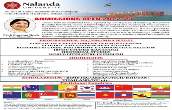 Admissions in Nalanda University for the academic year 2022