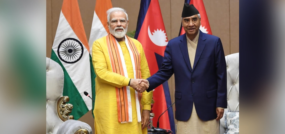 Prime Minister Shri Narendra Modi holds bilateral talks with Prime Minister of Nepal Rt. Hon’ble Sher Bahadur Deuba in Lumbini, Nepal