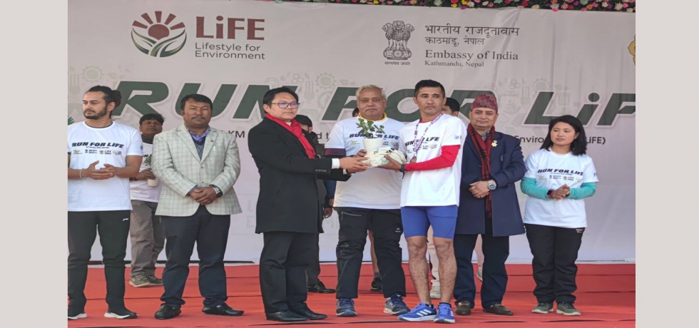 Embassy organised a five-kilometer Run for LiFE to spread the concept of LiFE (Lifestyle for Environment) at the Pashupatinath Temple Complex (21 Jan 2023)