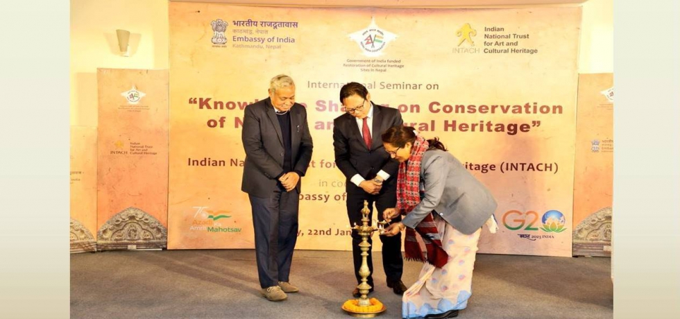 Embassy in collaboration with INTACH organized an International Seminar on Knowledge Sharing on “Conservation of Natural and Cultural Heritage” (22 Jan 2023)